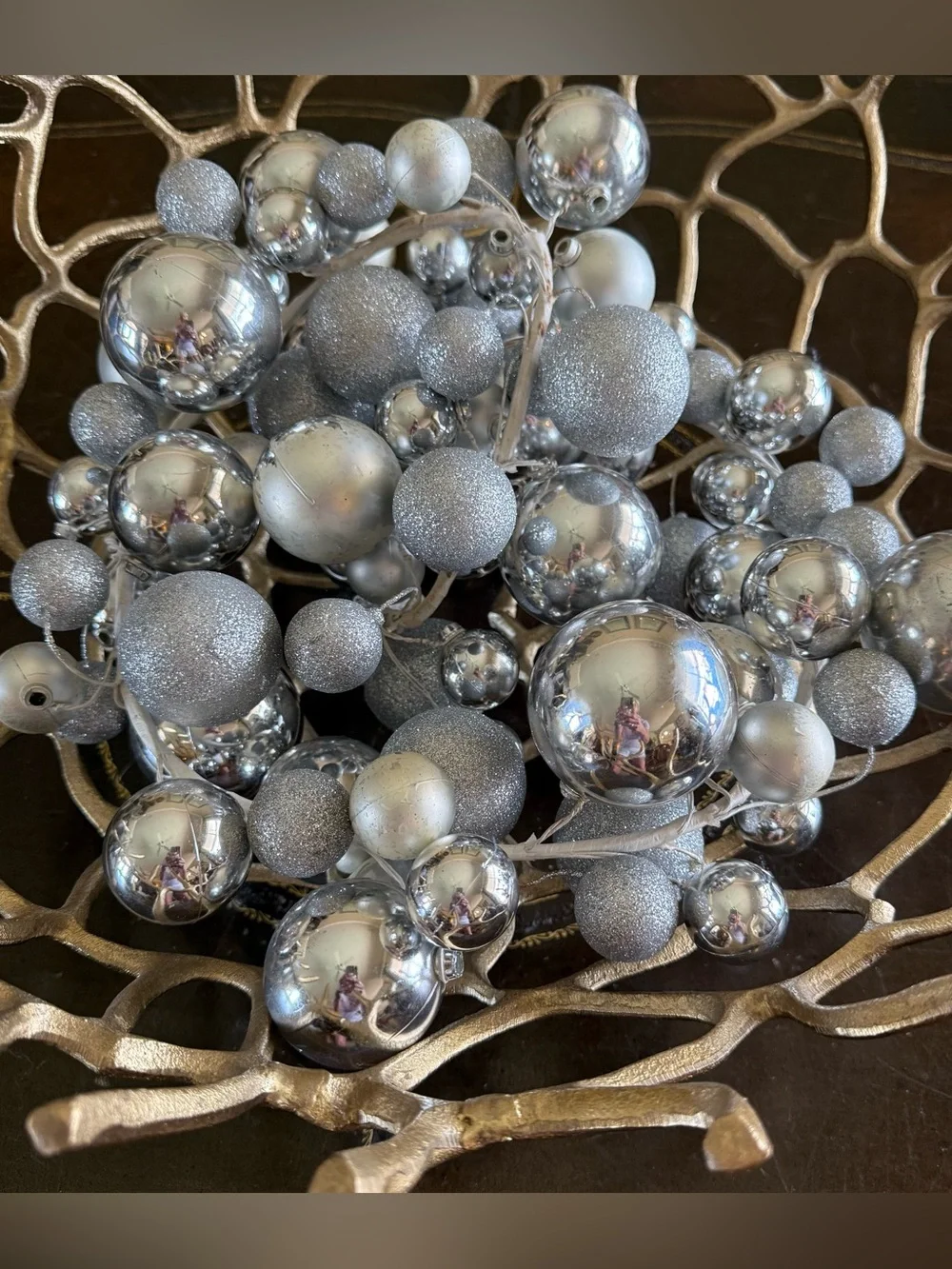 Silver Christmas Ball Ornament Garland Strand
